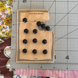 Vintage Black Dome Dress Buttons, Original Card, 1940s/50s Styled Dress Buttons
